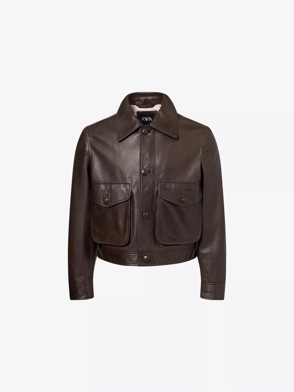 NWOT Harry Lambert For Zara x Disney Pointed-Collar Brown Leather Jacket